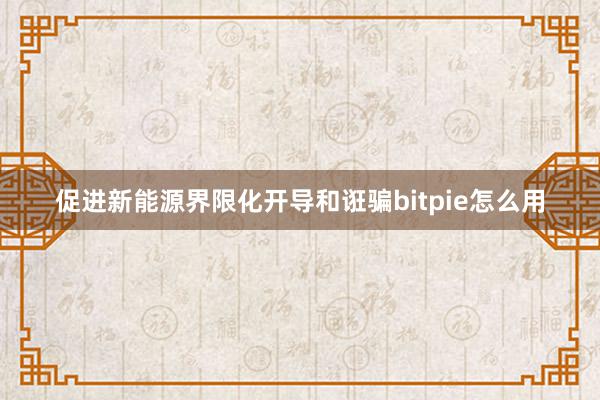 促进新能源界限化开导和诳骗bitpie怎么用