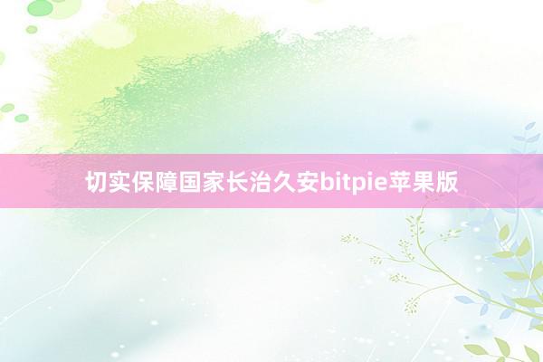 切实保障国家长治久安bitpie苹果版