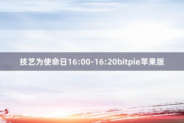 技艺为使命日16:00-16:20bitpie苹果版