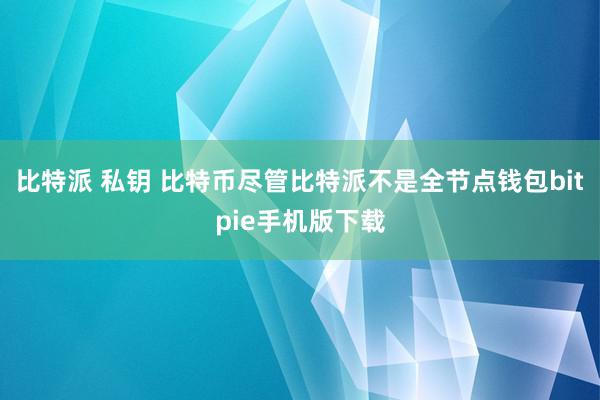 比特派 私钥 比特币尽管比特派不是全节点钱包bitpie手机版下载