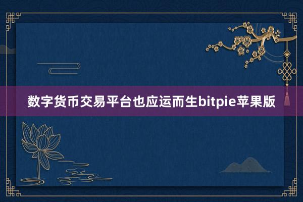 数字货币交易平台也应运而生bitpie苹果版