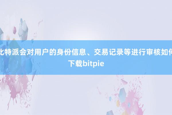 比特派会对用户的身份信息、交易记录等进行审核如何下载bitpie