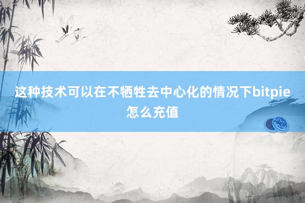 这种技术可以在不牺牲去中心化的情况下bitpie怎么充值