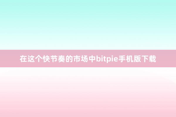 在这个快节奏的市场中bitpie手机版下载