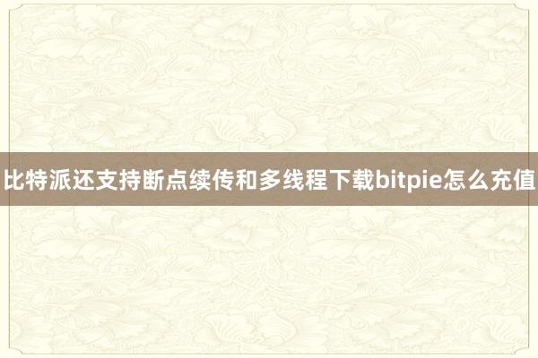 比特派还支持断点续传和多线程下载bitpie怎么充值