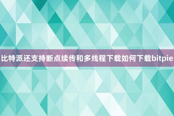 比特派还支持断点续传和多线程下载如何下载bitpie