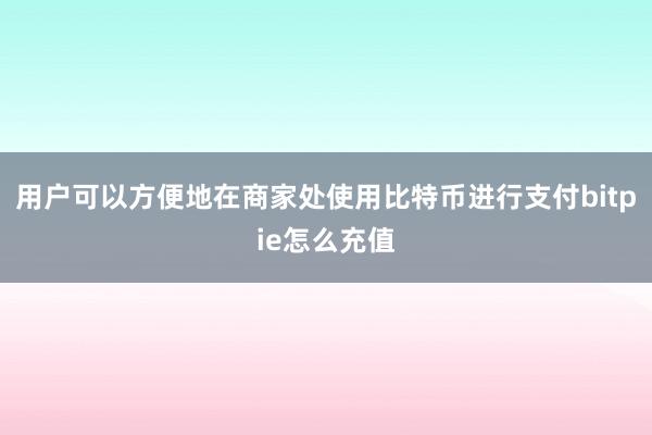 用户可以方便地在商家处使用比特币进行支付bitpie怎么充值