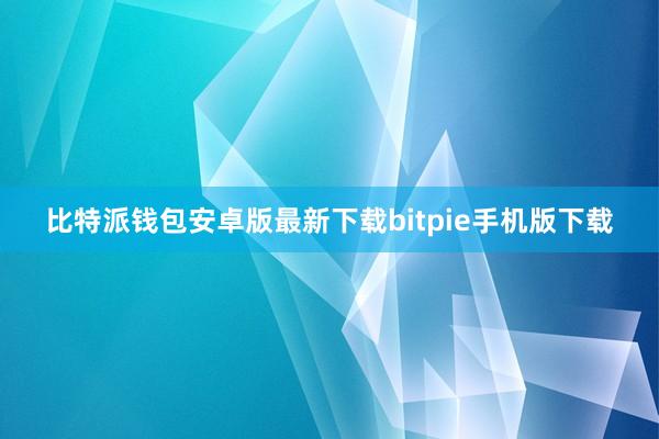 比特派钱包安卓版最新下载bitpie手机版下载