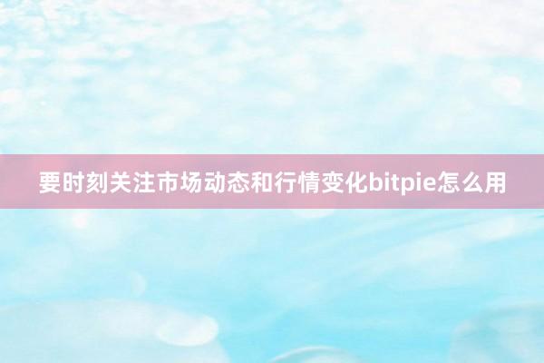 要时刻关注市场动态和行情变化bitpie怎么用