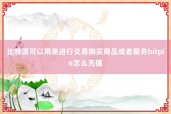 比特派可以用来进行交易购买商品或者服务bitpie怎么充值