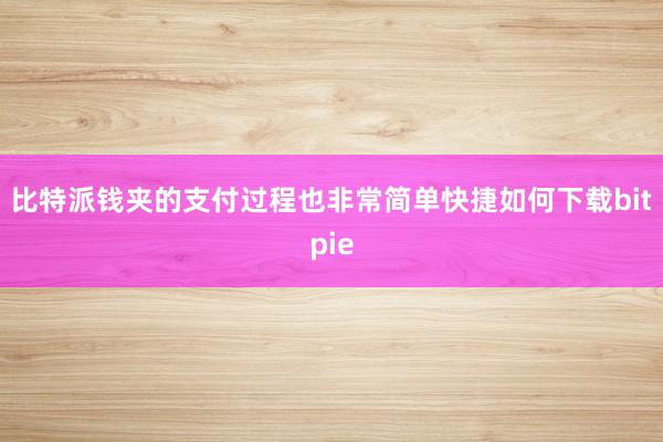 比特派钱夹的支付过程也非常简单快捷如何下载bitpie