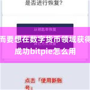 而要想在数字货币领域获得成功bitpie怎么用