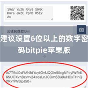 建议设置6位以上的数字密码bitpie苹果版