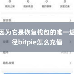 因为它是恢复钱包的唯一途径bitpie怎么充值